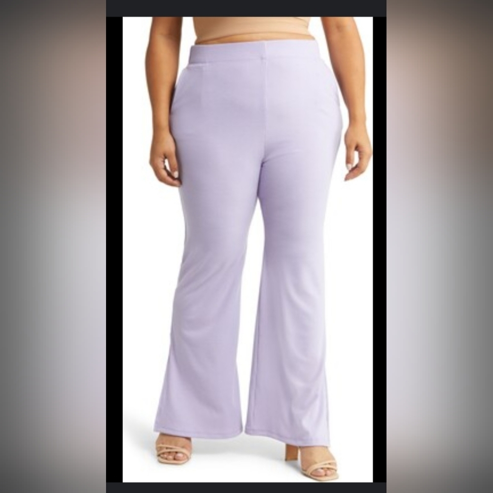 Zelie for She Field of Love Rib Flare Pants Lavender 2X